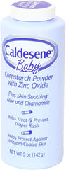Caldesene baby powder pack-2 back view showing zinc oxide formula
