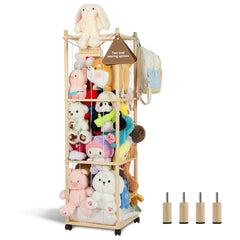 Caleb stuffed animal storage wooden tower provides ample plush toy organization.