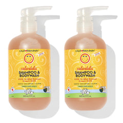 California Baby Calendula Shampoo + Wash bottle designed for sensitive skin.