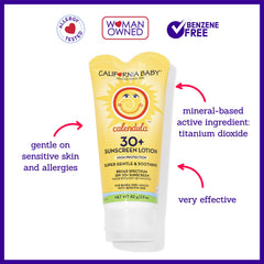 California Baby Calendula SPF30 face and body application demonstrates easy coverage
