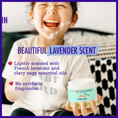 Lavender-scented California Baby Calming Cream with soft aroma for relaxing routines.
