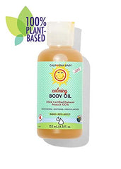 California Baby Calming Lavender Massage Oil being poured for smooth application