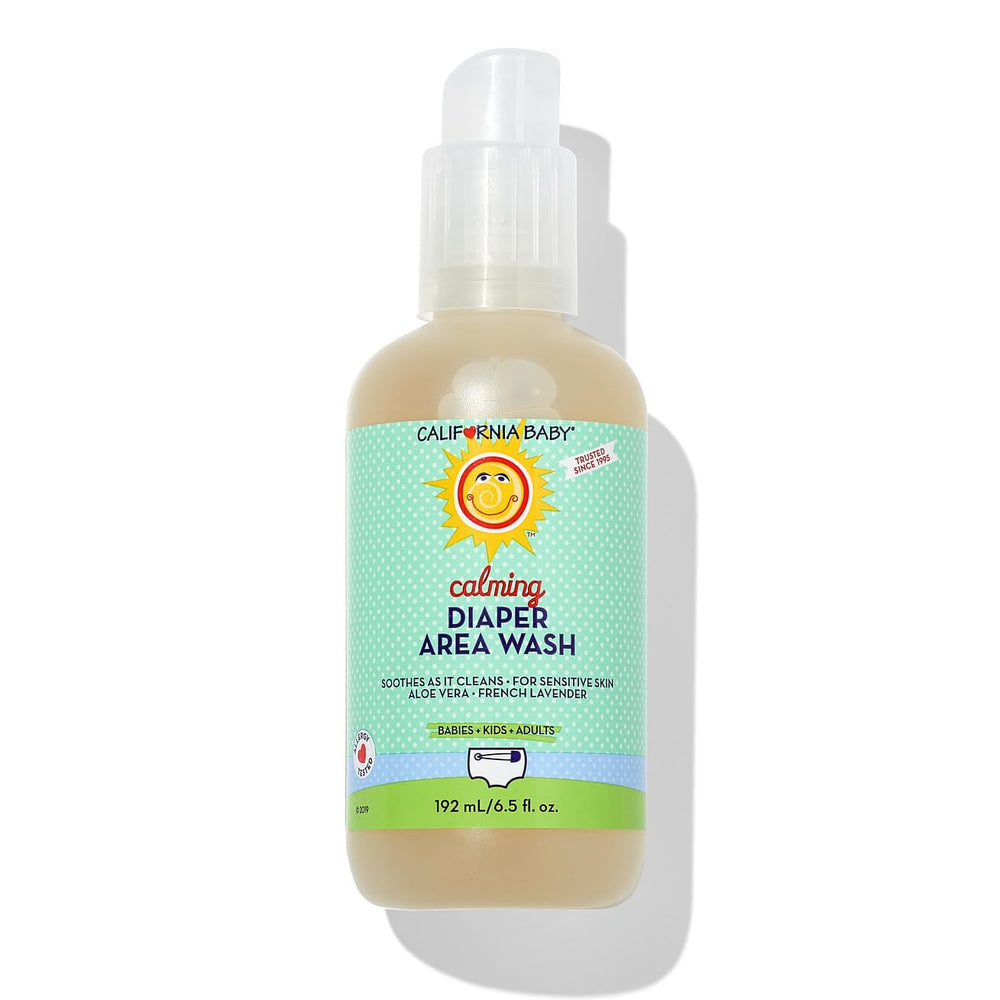 California Baby Diaper Spray misting the diaper area for gentle cleaning