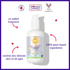 Hands applying California Baby Super Sensitive Lotion to soothe dry, irritated skin.