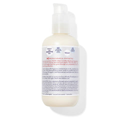 Close-up of California Baby Super Sensitive Lotion label, fragrance-free formula for delicate skin.
