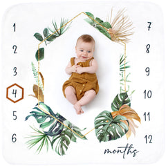 Calloo baby milestone blanket in tropical design for vibrant growth photos