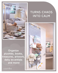 Calloo space-saving design hangs on doors without tools.