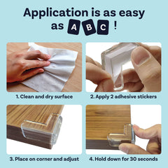 Dense clear PVC guard offers durable, discreet baby-proofing for home furniture.