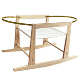 Calvana basket stand front view shows sturdy wooden frame for newborn baskets.