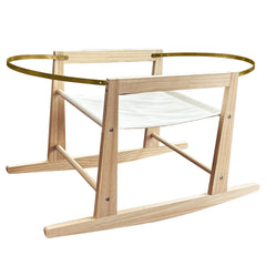 Calvana basket stand front view shows sturdy wooden frame for newborn baskets.