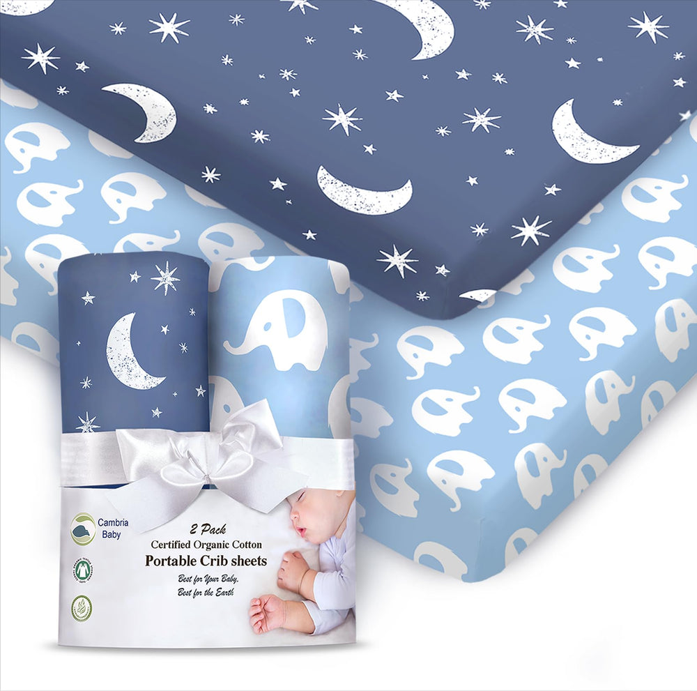 Cambria Baby fitted sheet for Pack 'n Play offers snug fit with soft organic cotton.