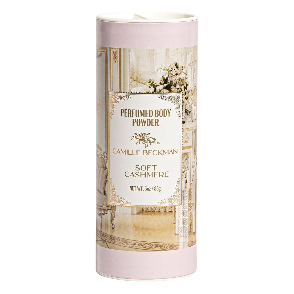 Camille Beckman Soft Cashmere powder bottle for daily freshness and odor control.