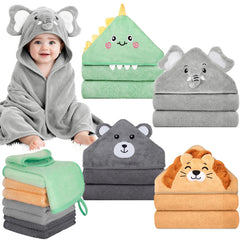CandyHome dinosaur hooded towel wraps baby warm and cozy after bath