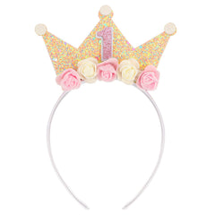 Canitor first birthday crown front view with glittery felt for photo shine