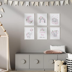 Canssape pink elephant moon scene art decor for bedtime rituals and dreamy vibes