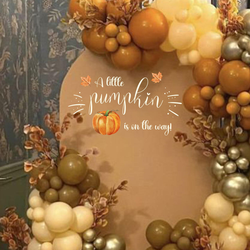 CANTLY A Little Pumpkin is on the Way decal with pumpkin illustration for a fall backdrop.