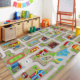 Capslpad tan car road rug creates a fun play space for toy cars.