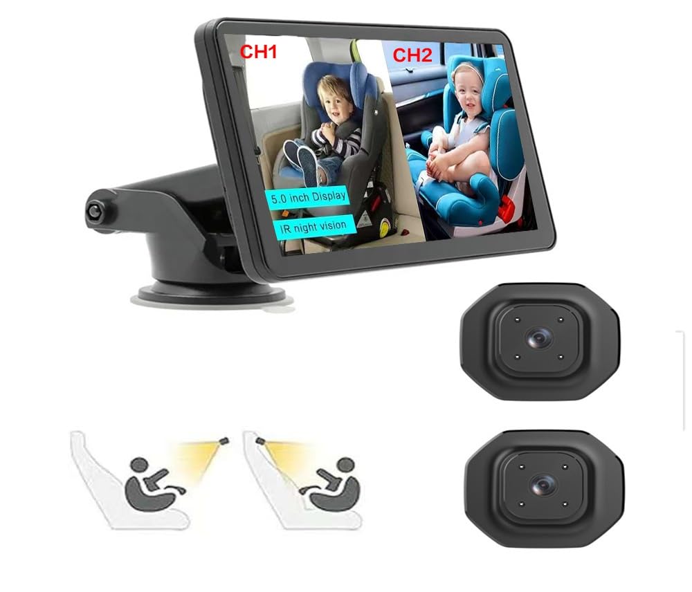 Car Baby Monitor 5-inch display enables clear on-the-go viewing for parents.