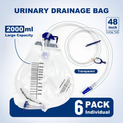 CARBOU six-pack urine bags, individually sealed for hygienic home use.