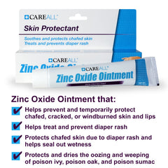 CareAll zinc oxide ointment closeup emphasizes creamy texture for quick relief.