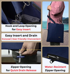 Caredgitz discreet design hides tubes and bag while staying comfortable during wear.