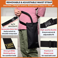 Caredgitz nephrostomy bag cover with zippered tube sleeves for neat tubing.