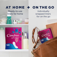 Carefree Acti-Fresh absorbent-core close-up demonstrates quick moisture lock for freshness.