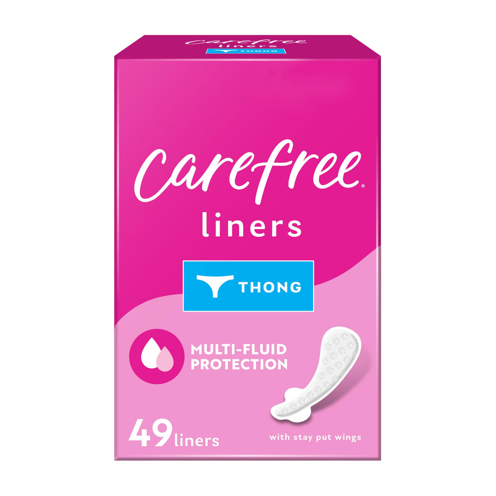 Carefree thong liner packaging for on-the-go protection.