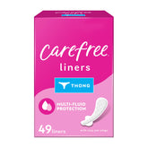 Carefree thong liner packaging for on-the-go protection.