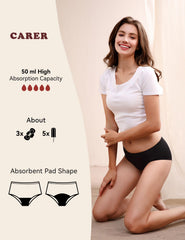 CARER four-layer leakproof design provides confident protection for daily activities.