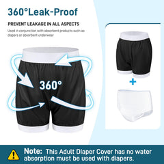 CARER adult diaper cover back view with elastic, secure fit.