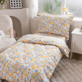 Caressma twin 5-piece floral comforter set in yellow bloom, soft microfiber for kids