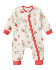 CARETOO infant sleep sack with sleeves in lemon print for cooling summer nights.