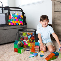 CARPETBOX clear tote bin with robust construction and long handle for easy transport