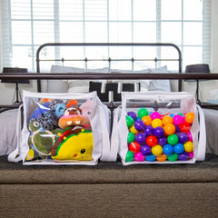 CARPETBOX zipper-clear bins with handles for easy toy storage in playrooms