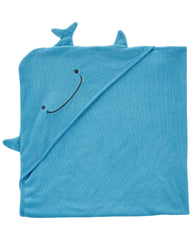 Carter's baby hooded towel light blue full view shows soft, absorbent fabric for bath time.