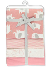 Carter's Elephant March receiving blanket in pink and white—soft cotton for newborn swaddling.