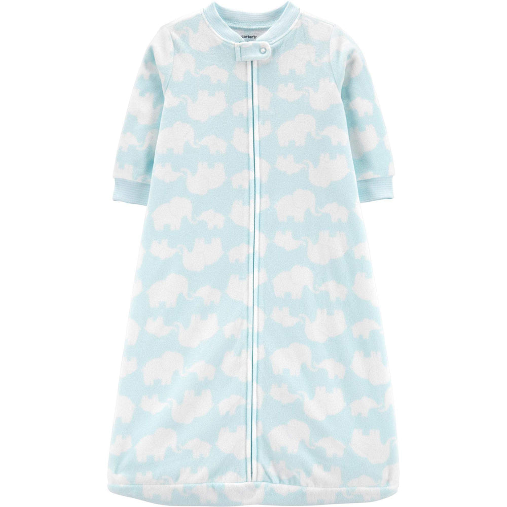 Carter's elephant sleepbag front view shows cozy fleece warmth for baby nights.