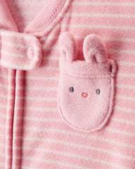 Carter's sleep bag shows bunny applique detail and pink stripes for a cute bedtime look.