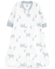 Carter's sleep bag woodland safety tab keeping zipper away from skin.