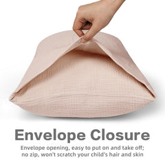 Envelope-closure design on CARUILI toddler pillowcase keeps pillow secure.
