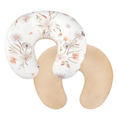 CARUILI nursing pillow cover brown floral close-up with plush fabric for baby comfort