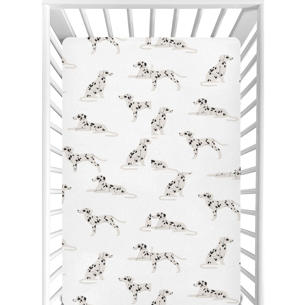 CaTaKu baby crib sheets cartoon dalmatians closeup showing soft, breathable fabric