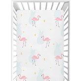 CaTaKu pineapple flamingo Hawaii crib sheets brighten the nursery with durable color.