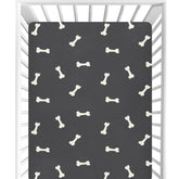 CaTaKu crib sheets with black bone dog pattern for cute nursery decor