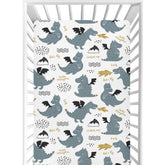 CaTaKu Cute Dragons crib sheet close-up of soft, breathable fabric for baby comfort