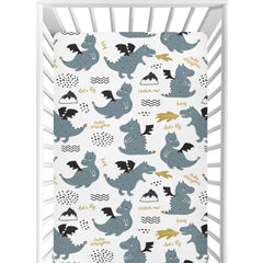 CaTaKu Cute Dragons crib sheet close-up of soft, breathable fabric for baby comfort