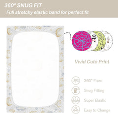 CaTaKu mini crib sheets show two size options for nursery versatility.
