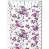 CaTaKu Purple Flower Farmhouse crib sheet pattern adds charming nursery style