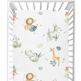 CaTaKu Safari Animals crib sheet pattern for charming nursery decor and cozy sleep.